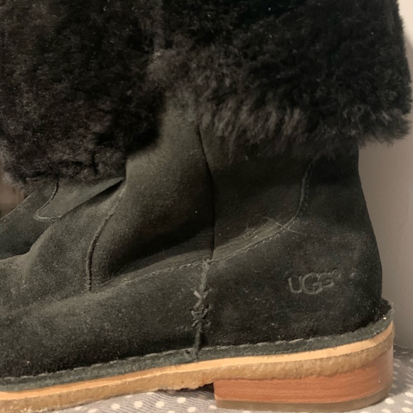 Knee high suede boot lined with fur - Picture 2 of 5